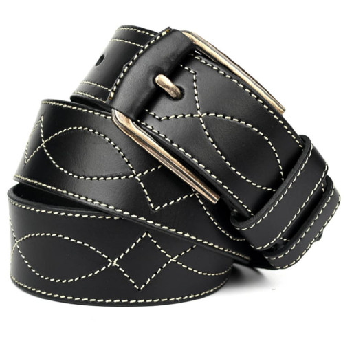 Ремінь шкіряний широкий зі строчкою 45мм st04455