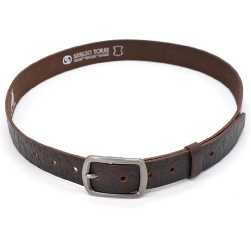 Ремінь із шкіри буйвола фактурний st17044614 коричневий 40мм