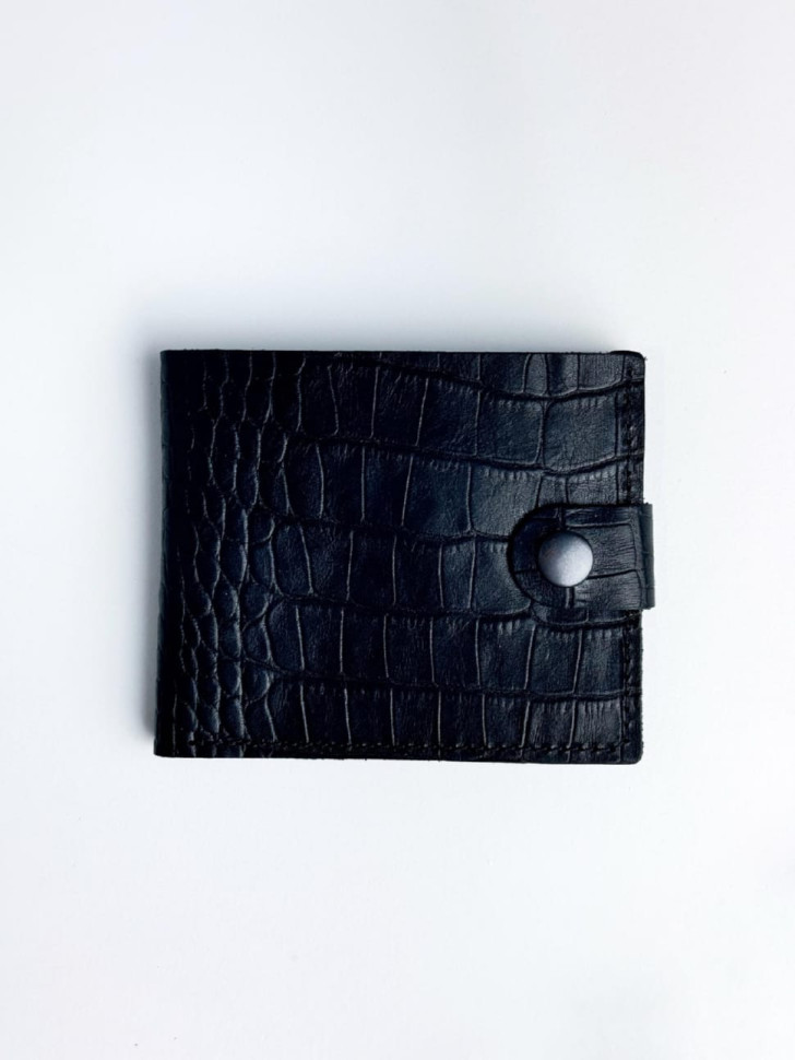 Classic wallet made of genuine smooth leather with crocodile embossing SR027 (black)