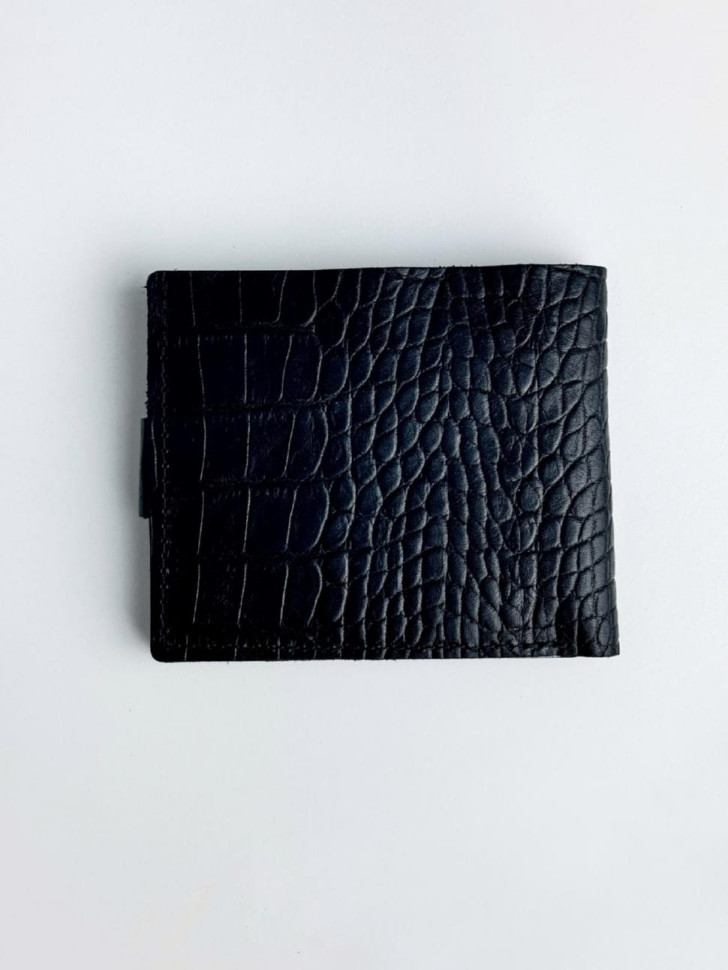 Classic wallet made of genuine smooth leather with crocodile embossing SR027 (black)