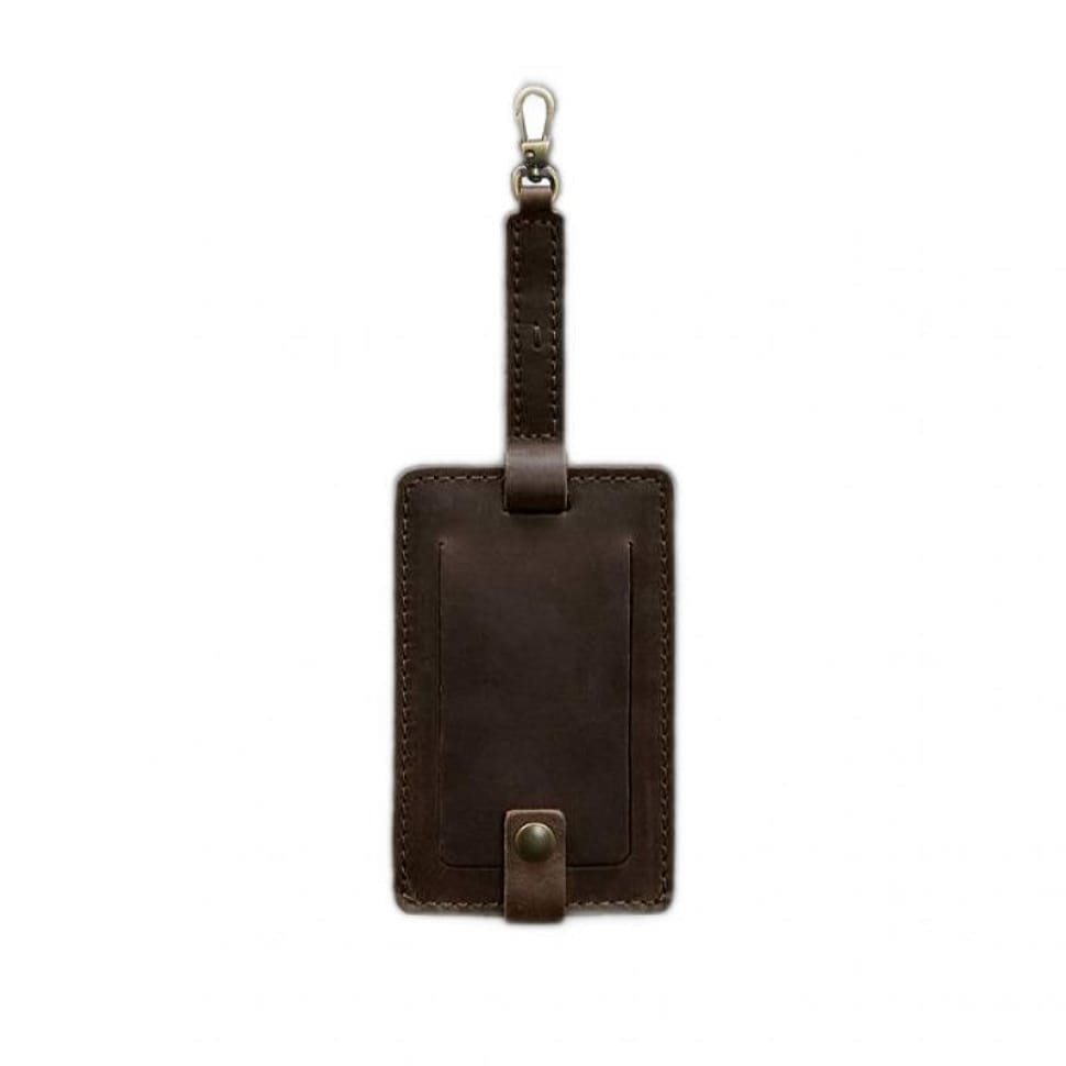 Шкіряна бирка для багажу Бланк-тег темно-коричнева Crazy Horse