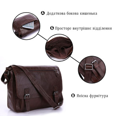 Men's bag Vintage 14089 for A4 format Brown
