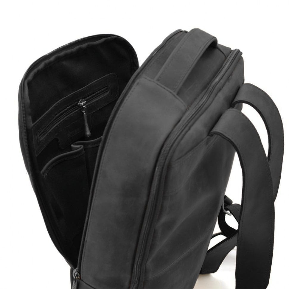 Leather backpack black TARWA RA-7287-3md horse leather