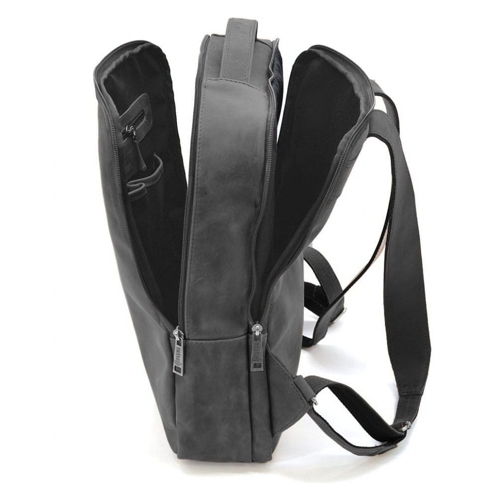 Leather backpack black TARWA RA-7287-3md horse leather