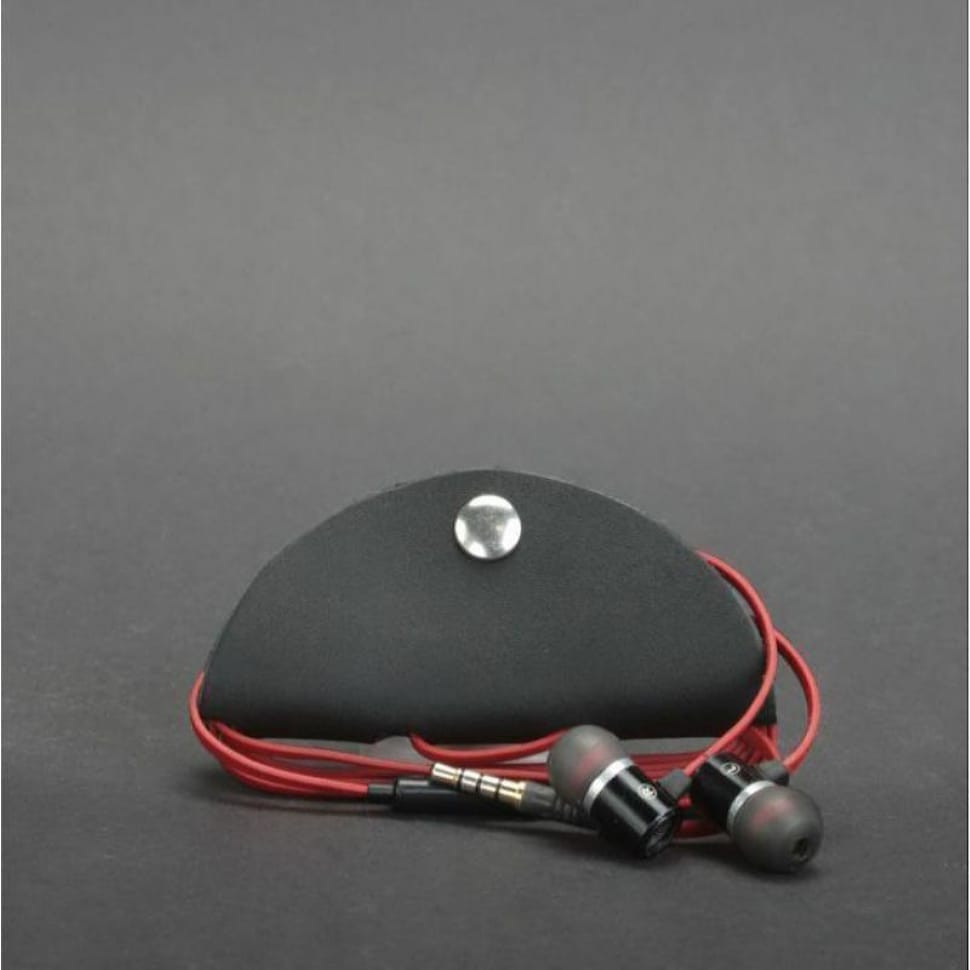 Шкіряний холдер для навушників чорний