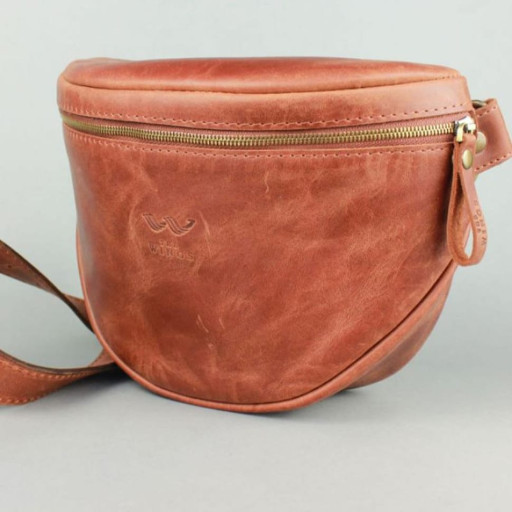 Шкіряна сумка поясна-кроссбоді Vacation світло-коричнева vintage