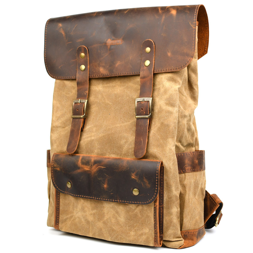 Рюкзак для ноутбука із канвас та крейзі хорс RYw-9001-4lx бренду TARWA