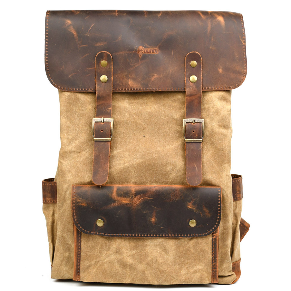 Рюкзак для ноутбука із канвас та крейзі хорс RYw-9001-4lx бренду TARWA