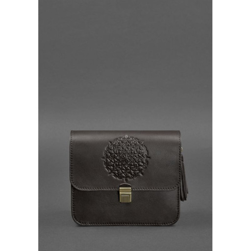 Шкіряна жіноча бохо-сумка Лілу темно-коричнева