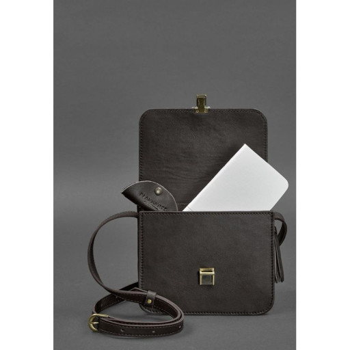 Шкіряна жіноча бохо-сумка Лілу темно-коричнева