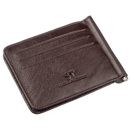 Зручний чоловічий затиск для купюр ST Leather 18938 Коричневий