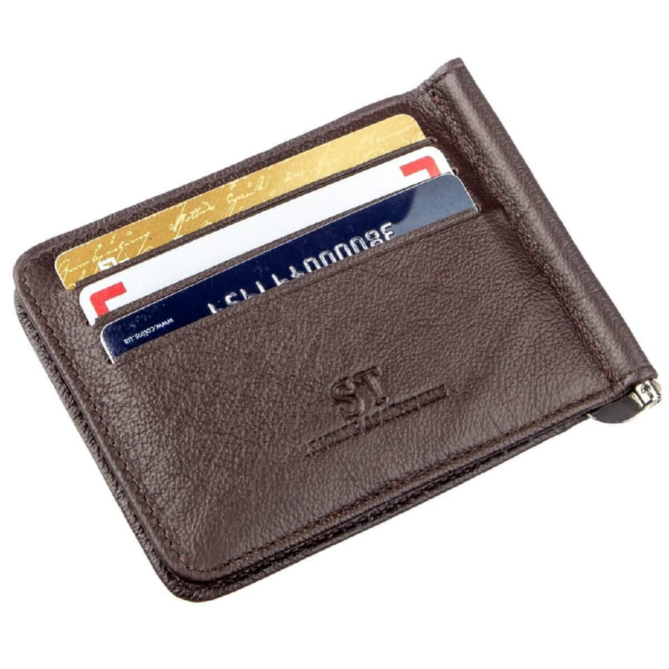 Удобный мужской зажим для купюр ST Leather 18938 Коричневый