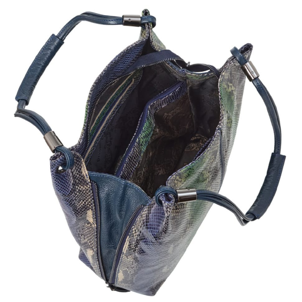 Сумка женская кожаная Desisan 7153-994 сине-серая змея