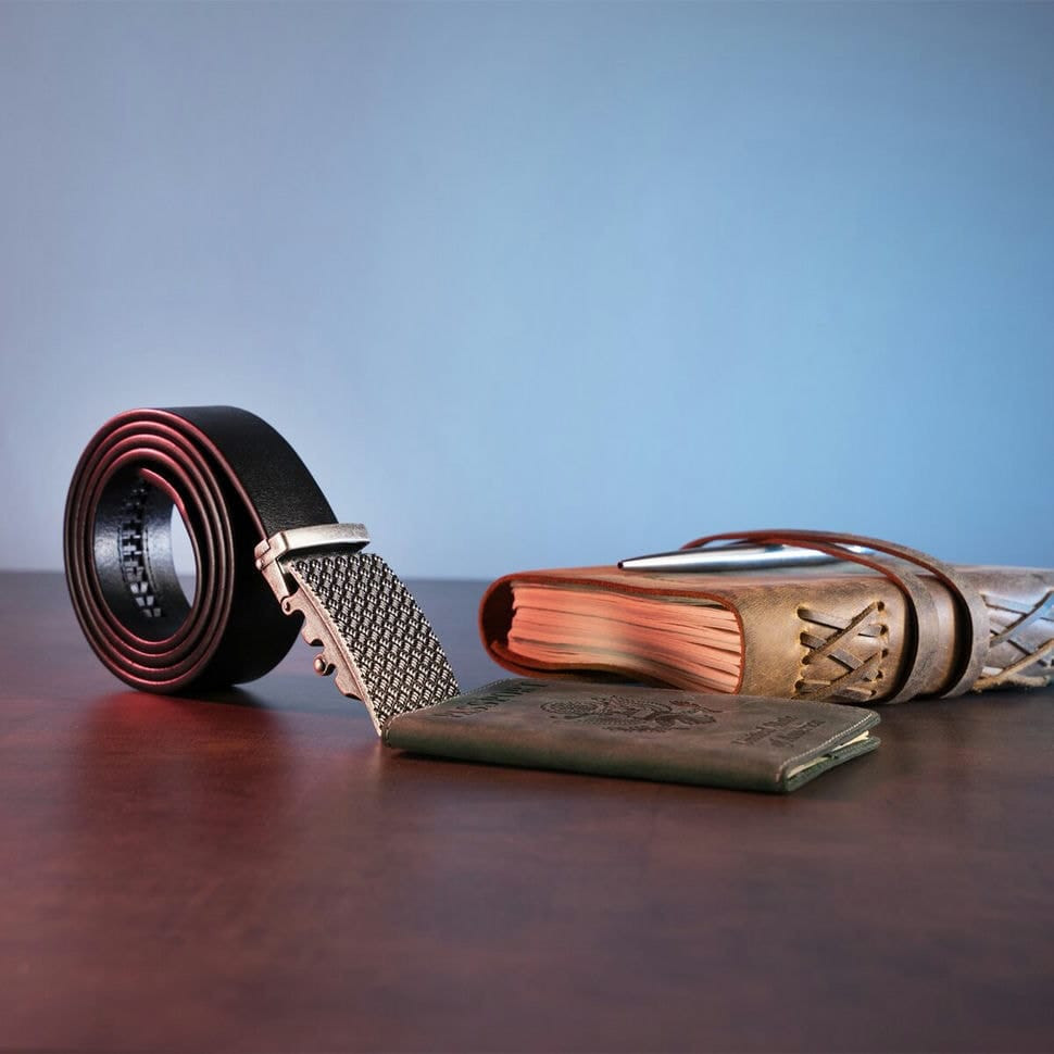 Оригінальний чоловічий ремінь з автоматичною пряжкою Vintage 20212 Чорний