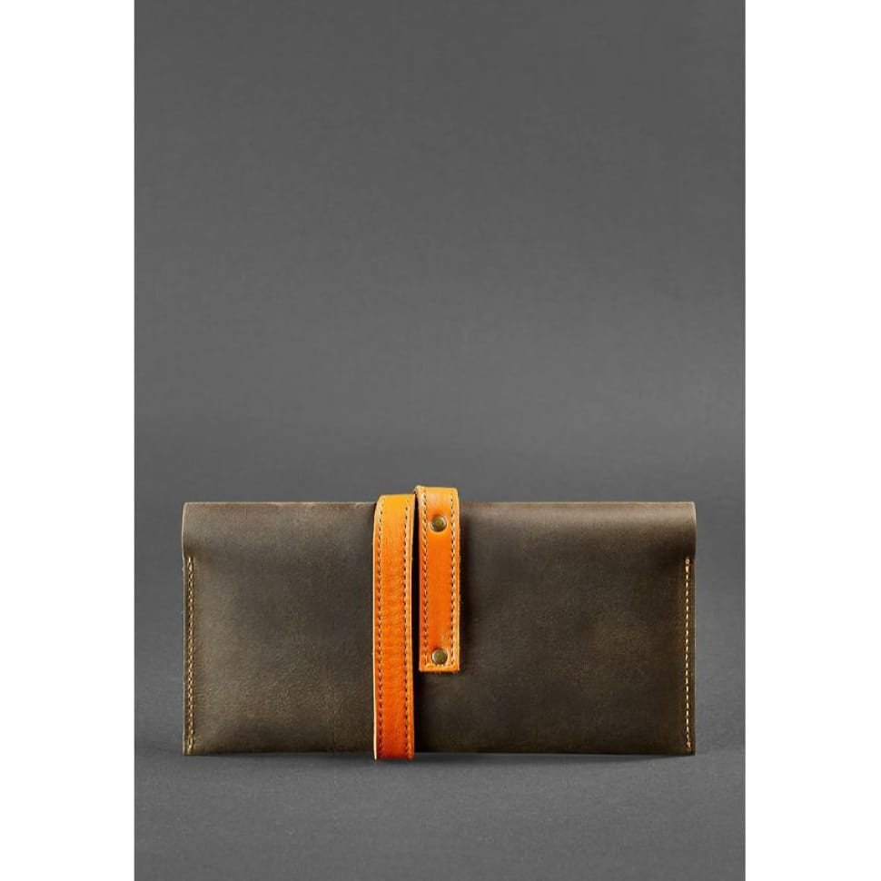 Voyager 1.0 leather travel case dark brown with orange