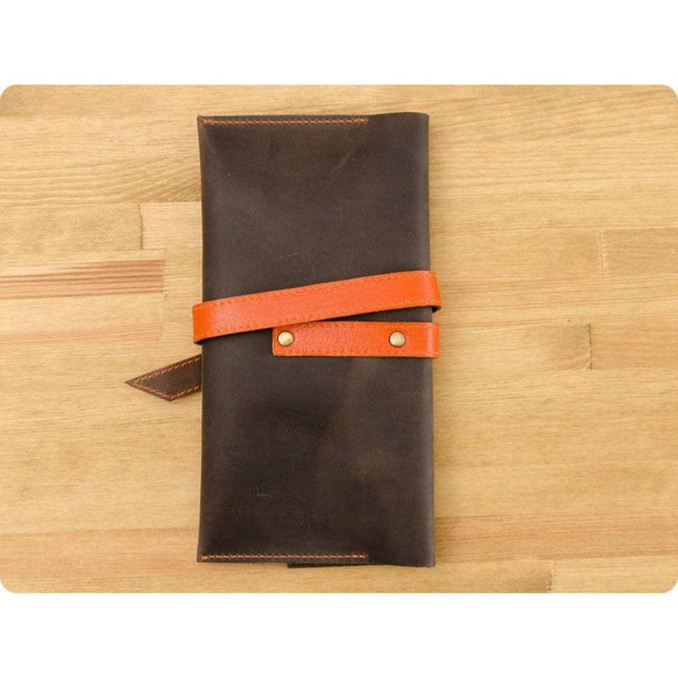 Voyager 1.0 leather travel case dark brown with orange