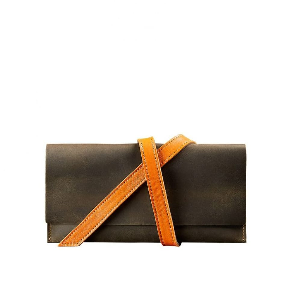 Voyager 1.0 leather travel case dark brown with orange