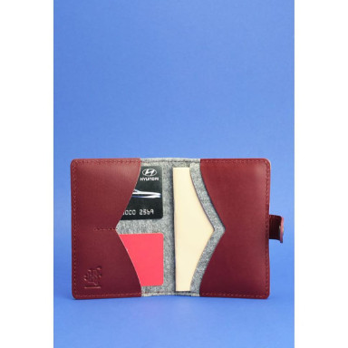 Felt passport cover 3.0 with leather burgundy inserts