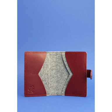 Felt passport cover 3.0 with leather burgundy inserts