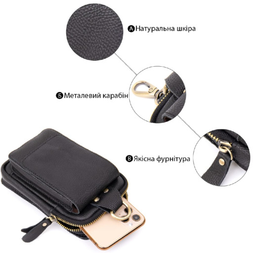 Сумка унісекс на пояс на одне відділення Vintage 20418 Чорна