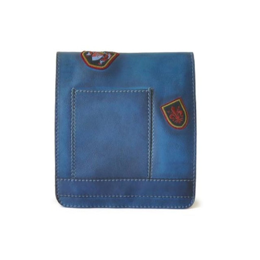 Pratesi BBL182/24 - Messanger Medium Cross Body Bag in cow leather Bruce Blue