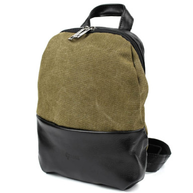 Mens sling chest bag made of leather and canvas TARWA GAh-1905-3md