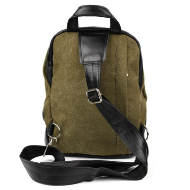 Mens sling chest bag made of leather and canvas TARWA GAh-1905-3md