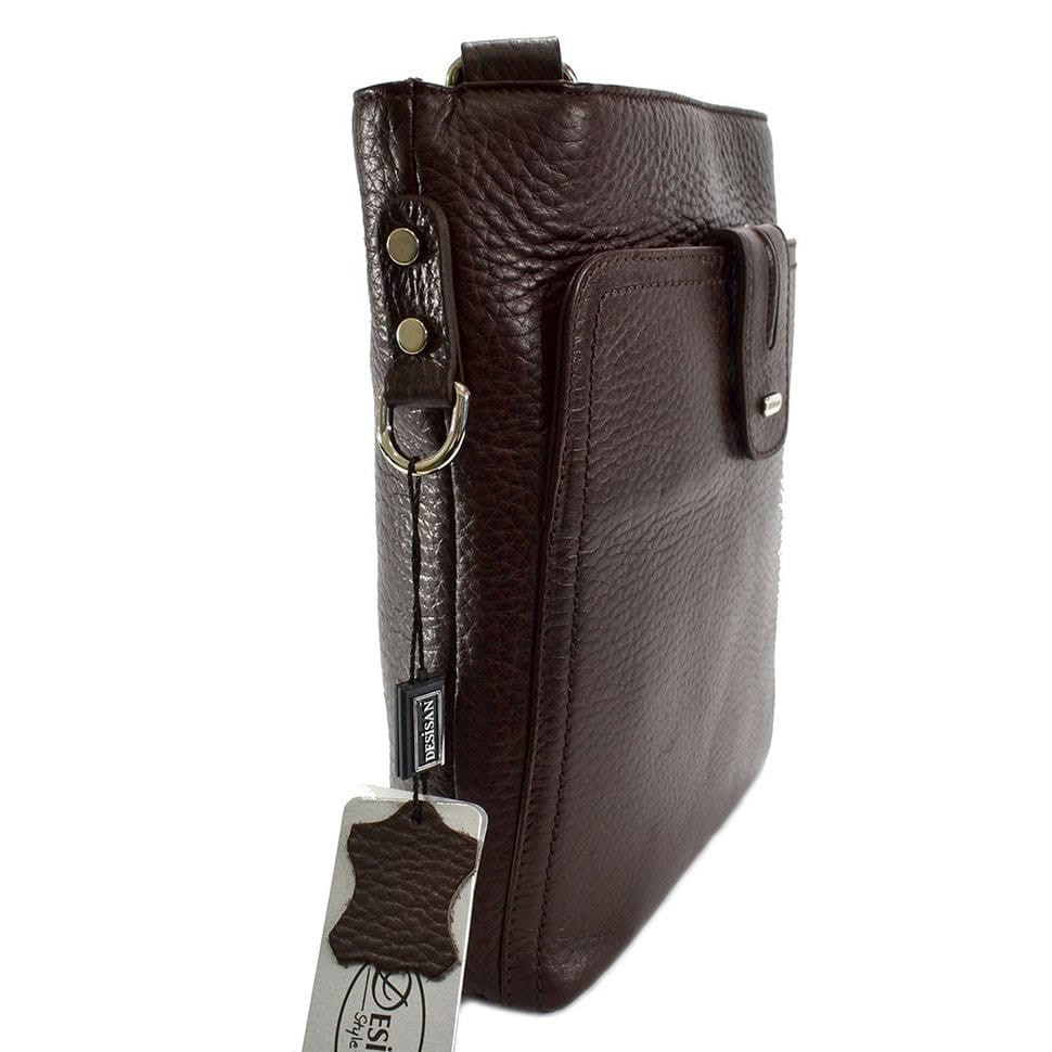Барсетка мягкая кожаная DESISAN 1325-019 коричневый флотар