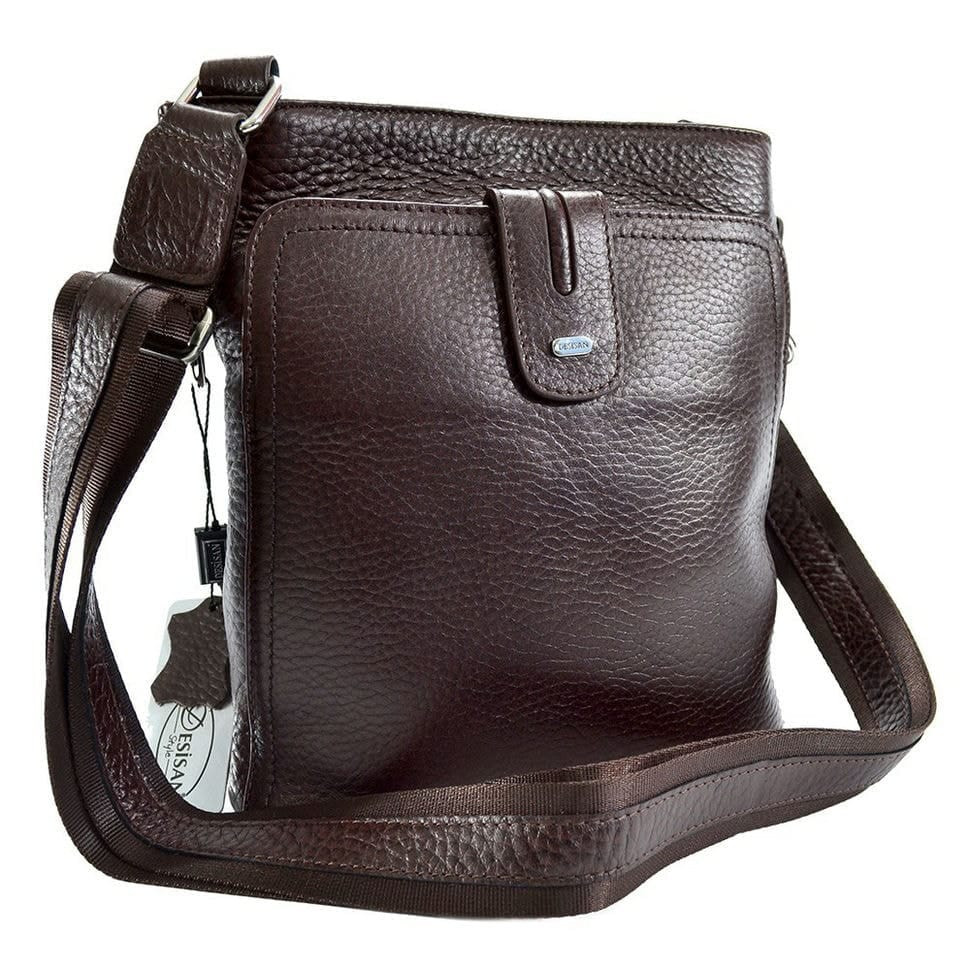 Барсетка мягкая кожаная DESISAN 1325-019 коричневый флотар