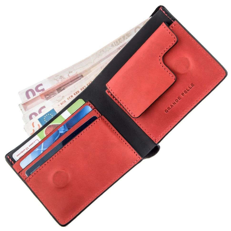 Практичний складаний гаманець з натуральної шкіри KARYA 21133 Чорний