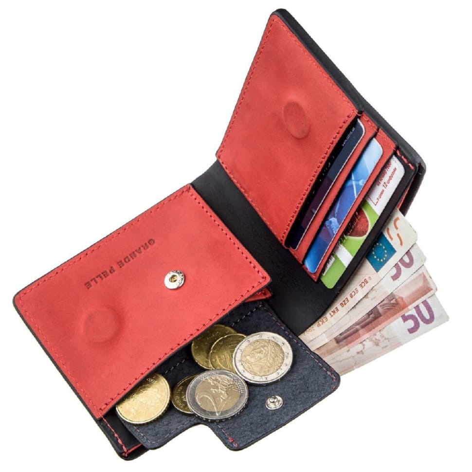 Практичний складаний гаманець з натуральної шкіри KARYA 21133 Чорний