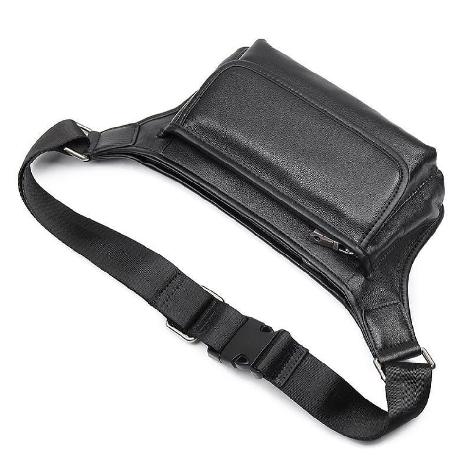 Genuine leather belt bag 3019A, black