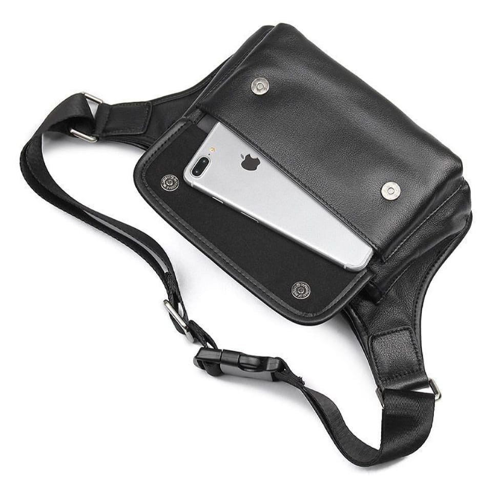 Genuine leather belt bag 3019A, black