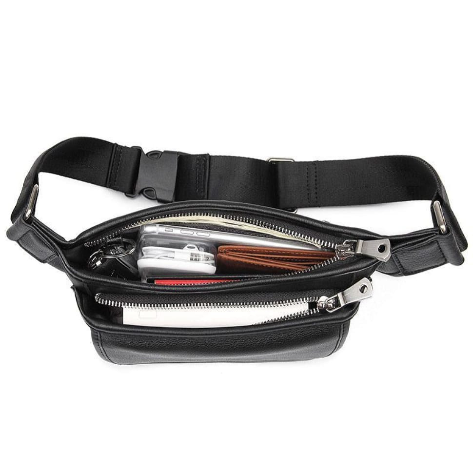 Genuine leather belt bag 3019A, black