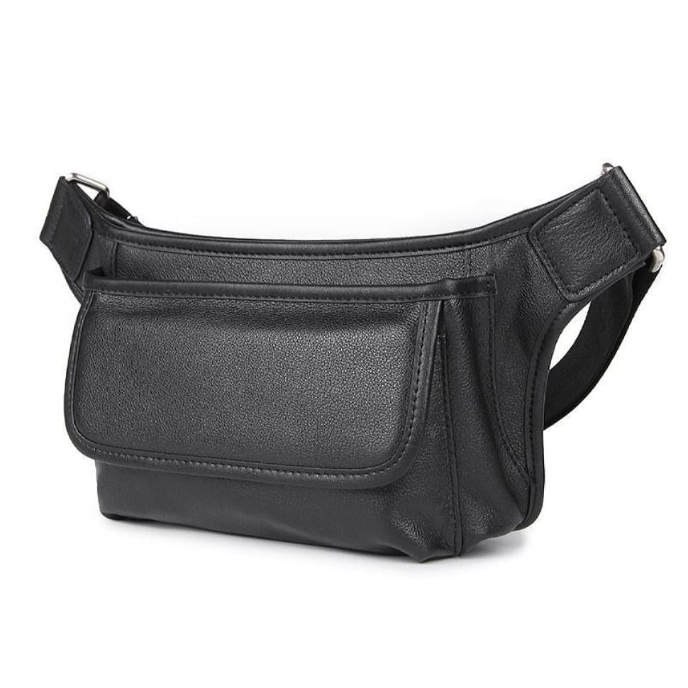 Genuine leather belt bag 3019A, black