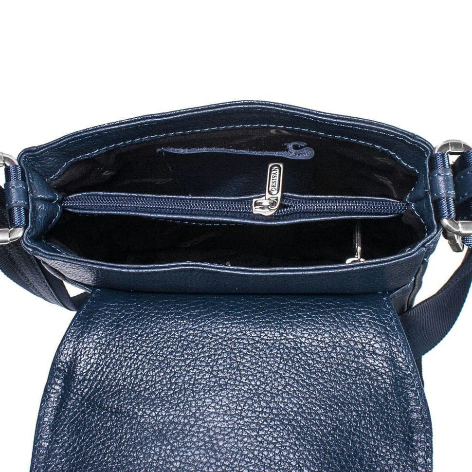 Барсетка м'яка шкіряна DESISAN 417-315 синій флотар