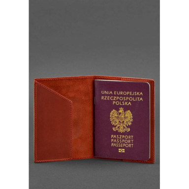 Leather passport cover with the Polish coat of arms coral Crazy Horse