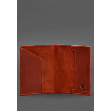 Leather passport cover with the Polish coat of arms coral Crazy Horse