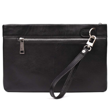 Leather clutch for men TARWA GA-0019-4lx black with a loop on the hand