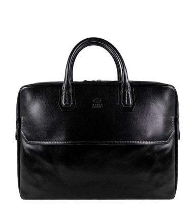 Large Leather Briefcase Laptop Bag - Nostromo - Black color - Time Resistance 5237001