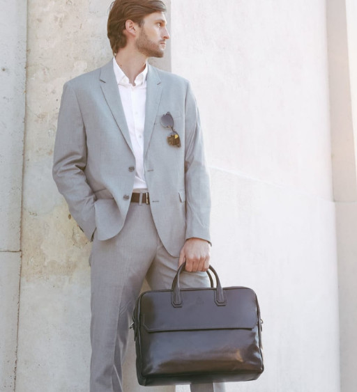 Великий шкіряний портфель для ноутбука - Nostromo - Чорний колір - Time Resistance 5237001