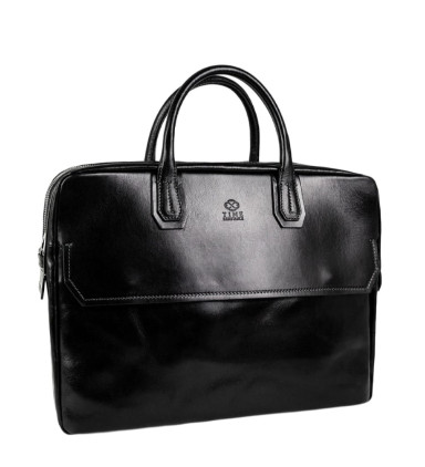 Large Leather Briefcase Laptop Bag - Nostromo - Black color - Time Resistance 5237001