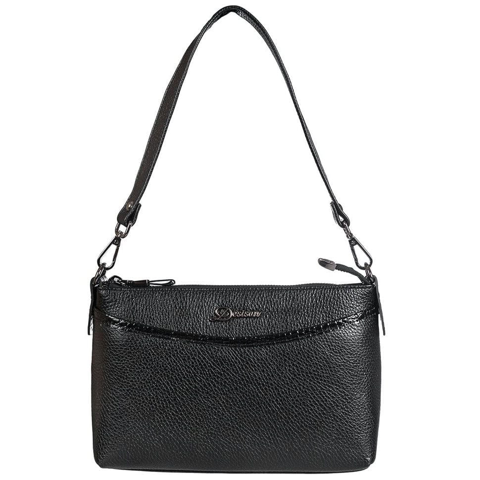Сумка жіноча шкіряна Desisan 3033-011 чорний флотар