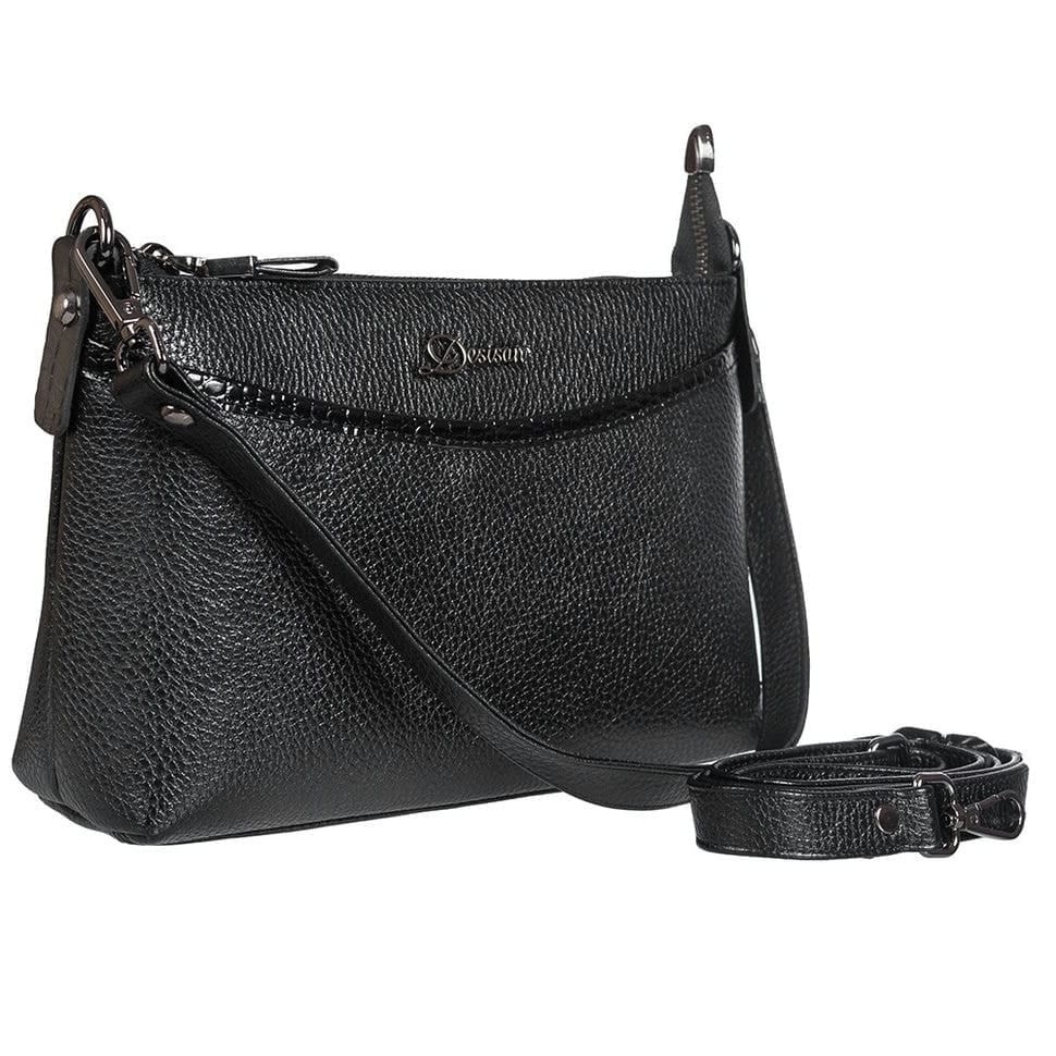 Сумка жіноча шкіряна Desisan 3033-011 чорний флотар