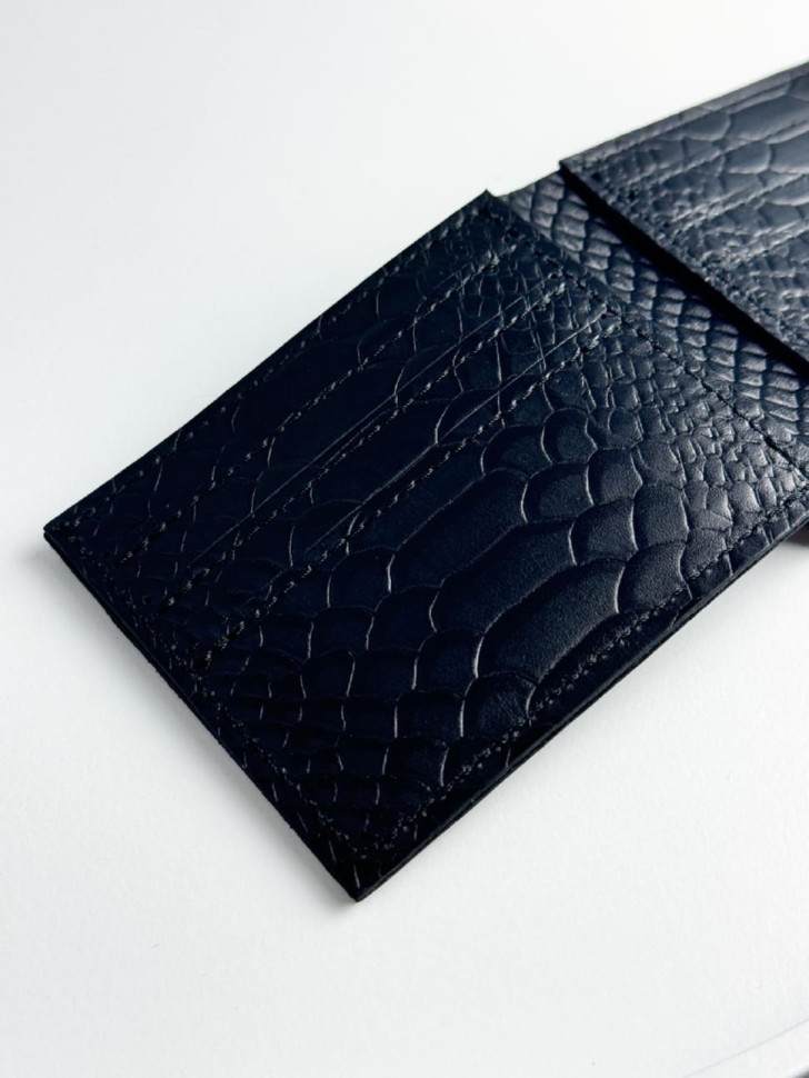 Men's bifold wallet made of genuine leather with python embossing SR018 (black)