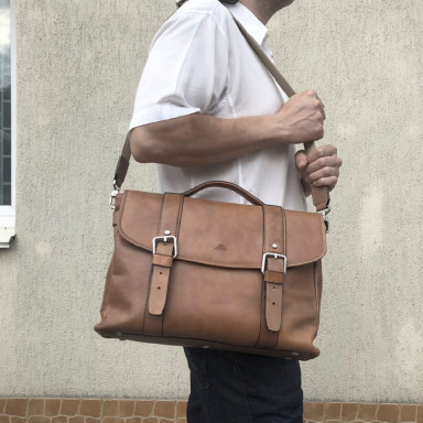 Шкіряний портфель Vintage 9616 grigio сірий