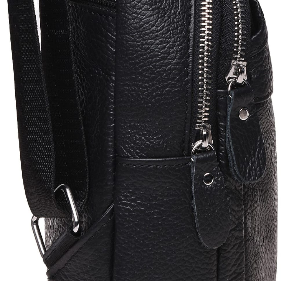 Mужской кожаный рюкзак через плечо Borsa Leather K1202-black