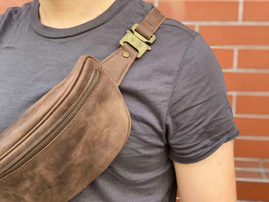 Brown Leather Belt Bag Newery N40298KC