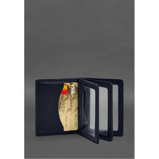 Шкіряна обкладинка для посвідчення водія, ID і пластикових карток 2.1 синя