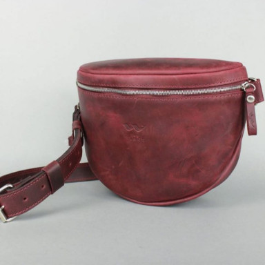 Vacation leather crossbody bag burgundy vintage